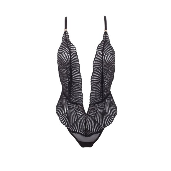 NWT!! Bluebella Iris Plunge Soft Delicate Lace Bodysuit, US 6 (S), Black - Picture 1 of 12